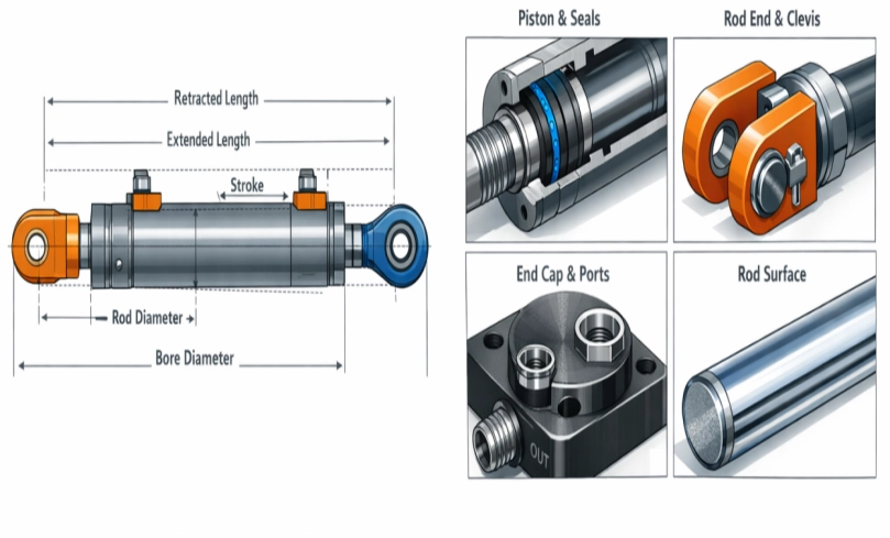 Hydraulic cylinder design and components